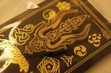 PALEHORSE Trident Sword Psychedelic DMT Buddhist Hindu Tibetan Art Button 2" Pin
