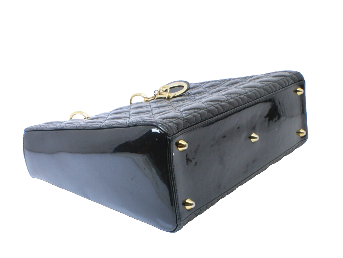 dior バッグ Dior Lady Dior Zip Closure Tote Large Black Leather for sale