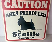 Vtg Scottie Guard Dog Security Funny Wall Sign Scottish Terrier 11" x 11"