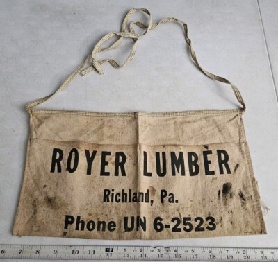 Vintage Royer Lumber Richland PA Advertising Hardware Store Nail Apron