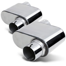 Epa 2x2.25offset Inletoutlet Race Performance Chambered Exhaust Muffler Chrome