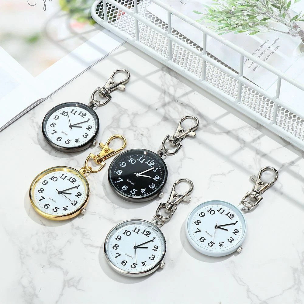 Portable Women Quartz Pocket Watch Minimalist Key Buckle Ultra Thin Open Face