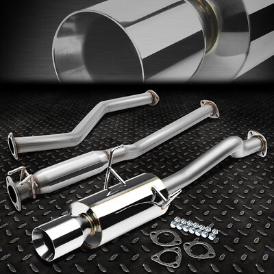 FOR 01-05 HONDA CIVIC EX EM ES D17 4'' ROLLED MUFFLER TIP CATBACK EXHAUST SYSTEM