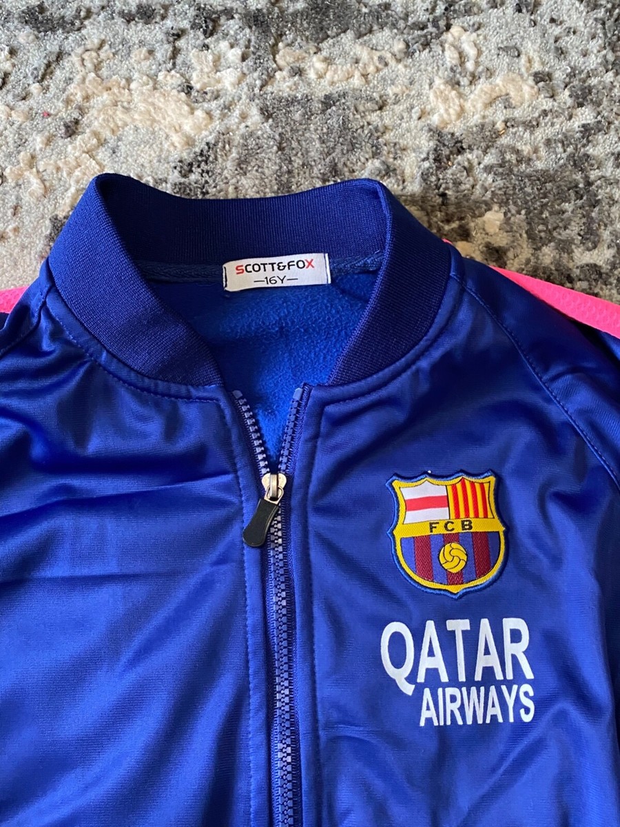 BARCELONA FCB QATAR AIRWAYS ZIP UP SOCCER JACKET HOODIE SCOTT