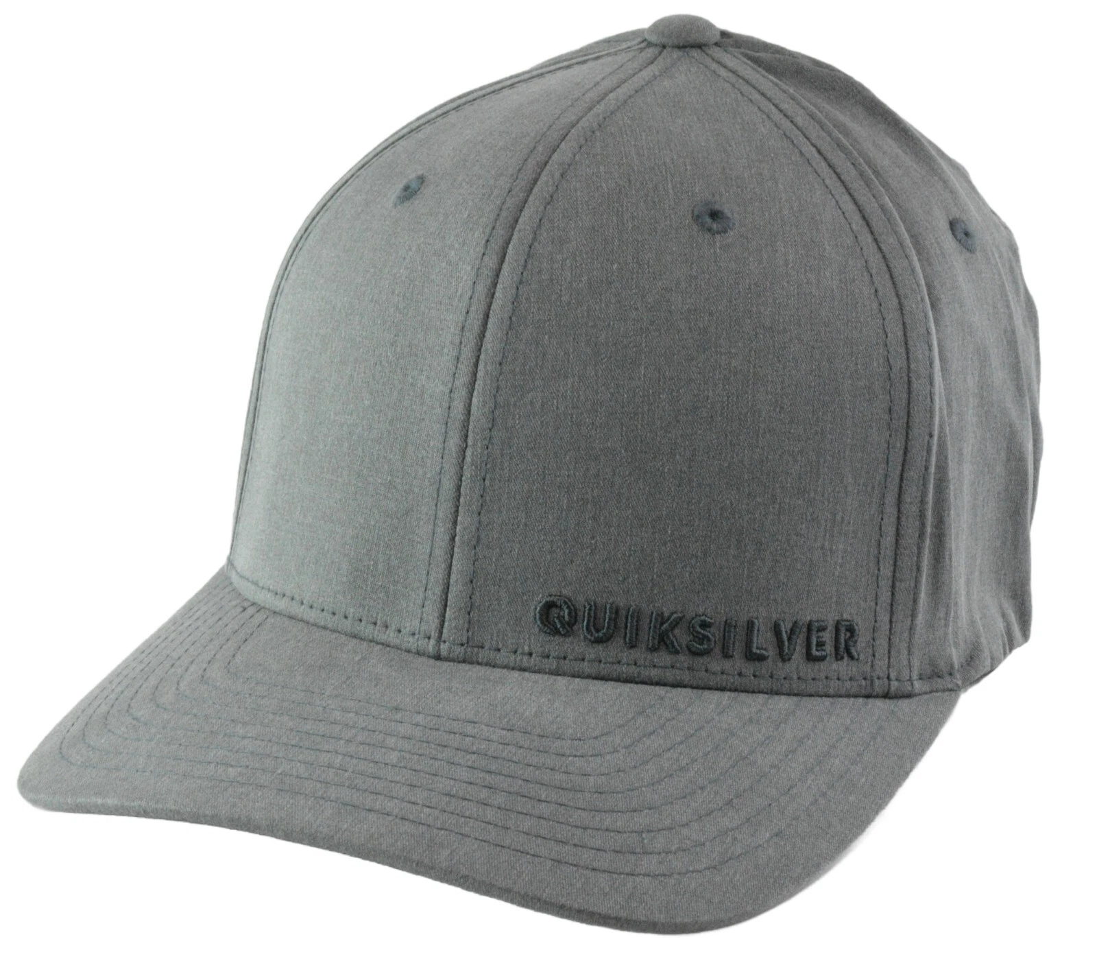 Quiksilver Surf Style Sidestay Logo Charcoal Gray & Black Flex FIt Hat
