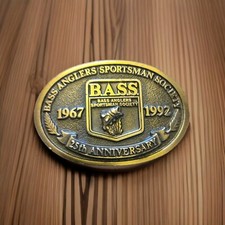 Bass Anglers Sportsman Society Belt Buckle 25th Anniversary 1992 Brass