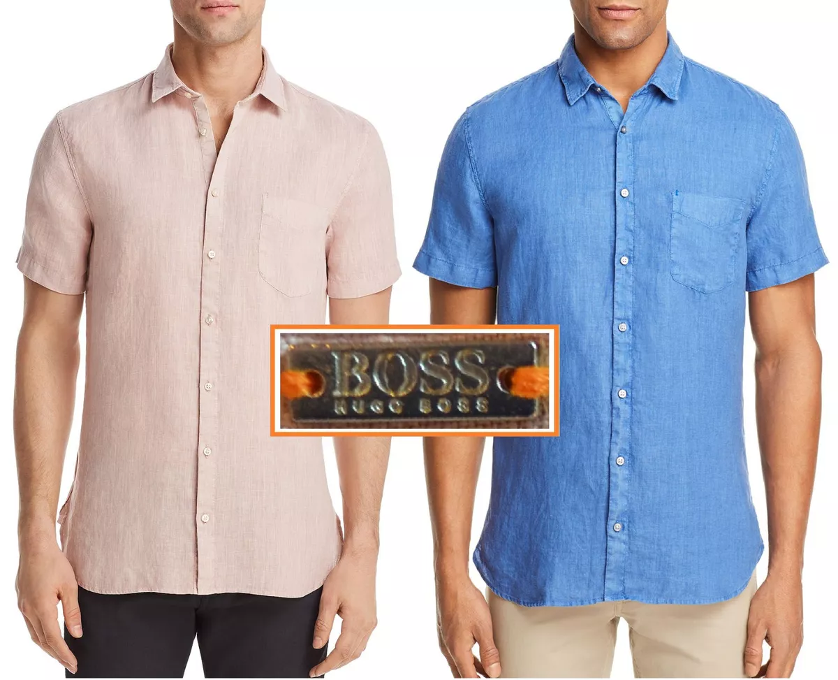 Hugo boss orange short sleeve cheap shirts