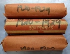 1920-P to 1929-P Lincoln Cent Roll - Good Dates - Average Circulated  (50 coins)