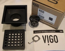 VIGO VG07004MB - 4-1/4" x 4-1/4" Shower Drain Top Trim Portion - Matte Black