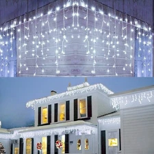 LANFU 1216 LED,98 feet,228 Drops Icicle Lights Clust Christmas Lights Outdoor...