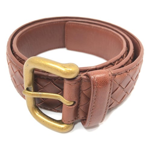 BOTTEGA VENETA Women's Belt in Brown Leather with Pouch Made in Italy From Japan