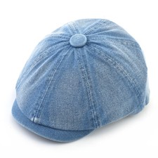 Fidra Unisex Stone Washed Denim 8 Panel Newsboy, Bakerboy Flat Cap, one Size Adj