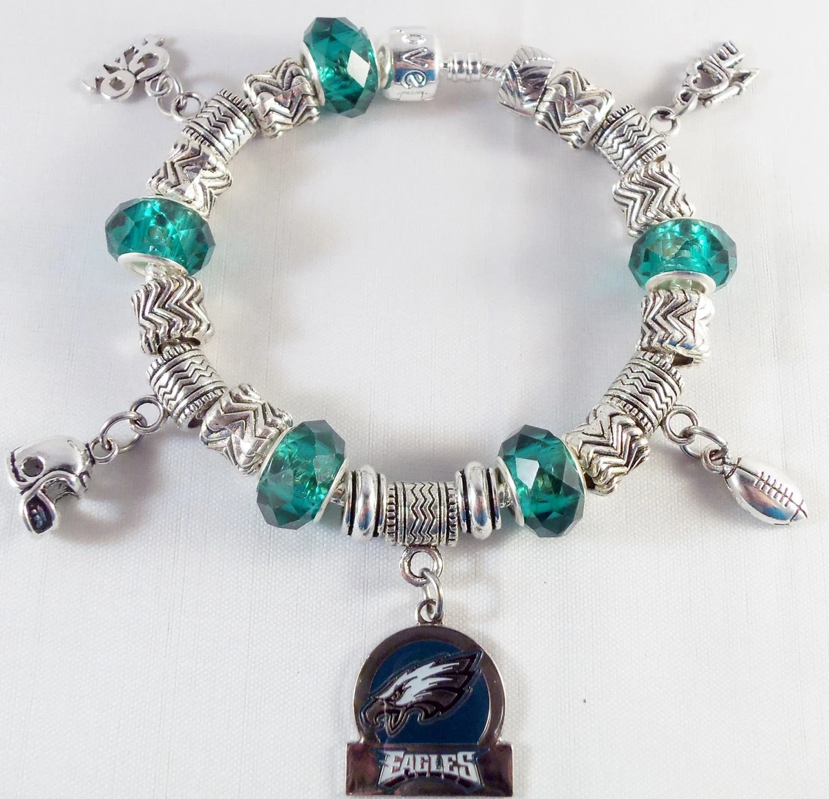 Philadelphia Eagles Football Charm Clasp Bracelet Tibetan Silver  Rhinestones | eBay