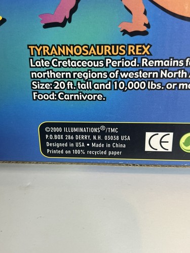 Brand New Vintage 2000 Comic Dinosaurs 154 Glow Designs Illumination Stickers - Picture 4 of 5