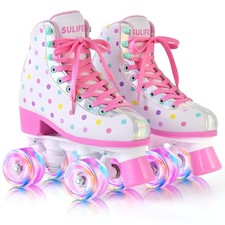 Roller Skates for Girls and Women with Light up Wheels and Polka Dot Pattern,...