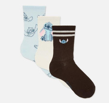Disney Stitch Primark Socks Womens Shoe Size 4-7 Blue 3 Pack Crew Lilo NEW Pairs
