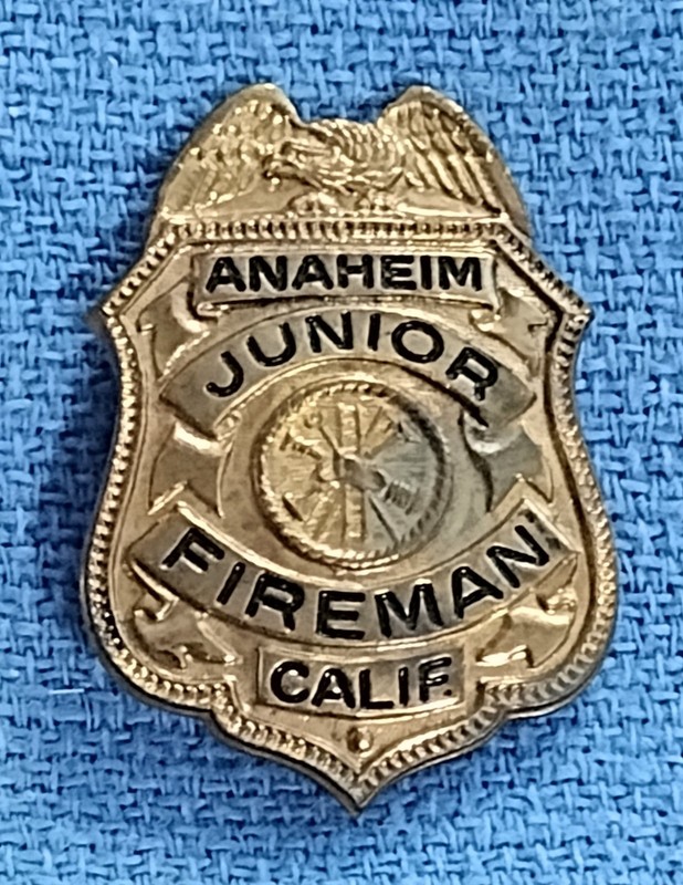 Vintage Anaheim Junior Fireman Children’s Badge California 