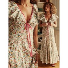 Doen Audette Dress Sunrise Blossom Floral Ruffle Maxi Size L