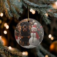 Rottweiler Collectible Ceramic Christmas, Holiday Ornament-D101
