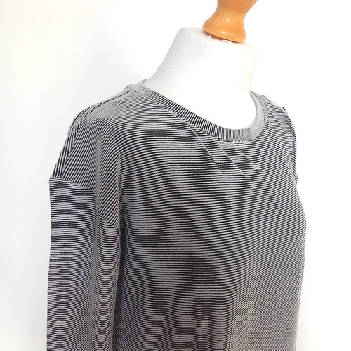 Christian Siriano Size L 3/4 Sleeve Stretch Jersey Top Black White Stripe Casual - Picture 4 of 7