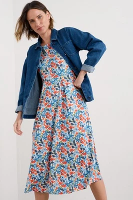 SEASALT CORNWALL Seasalt Women's Regular Veronica Short Sleeve Midi Dress Pastel Garden Chalk