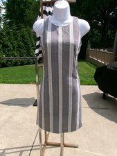 NWOT LOFT GRAY&WHITE STRIPED SHEATH DRESS 0