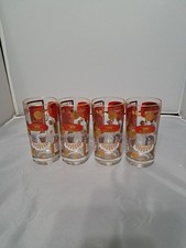 Vintage MCM Red Gold Cocktail Recipe Bar High...