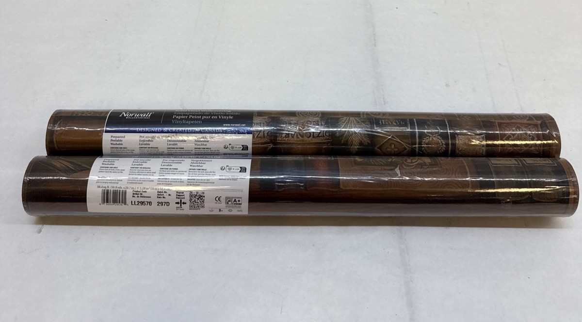 2 Rolls Norwall LL29570 Solid Vinyl Library Bookcase Peelable