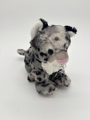 Teddy Mountain Spotted Snow Leopard Plush 8  Gray Stuffed Animal