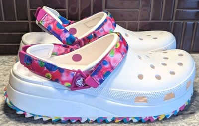 Crocs Hiker Xscape Clogs Wms 13 /Mens 11 Platform Adjustable Strap White Pink