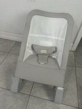 AOHESAIL Portable Gray White Infant Baby Bouncer Chair Mesh Seat Safety Harness