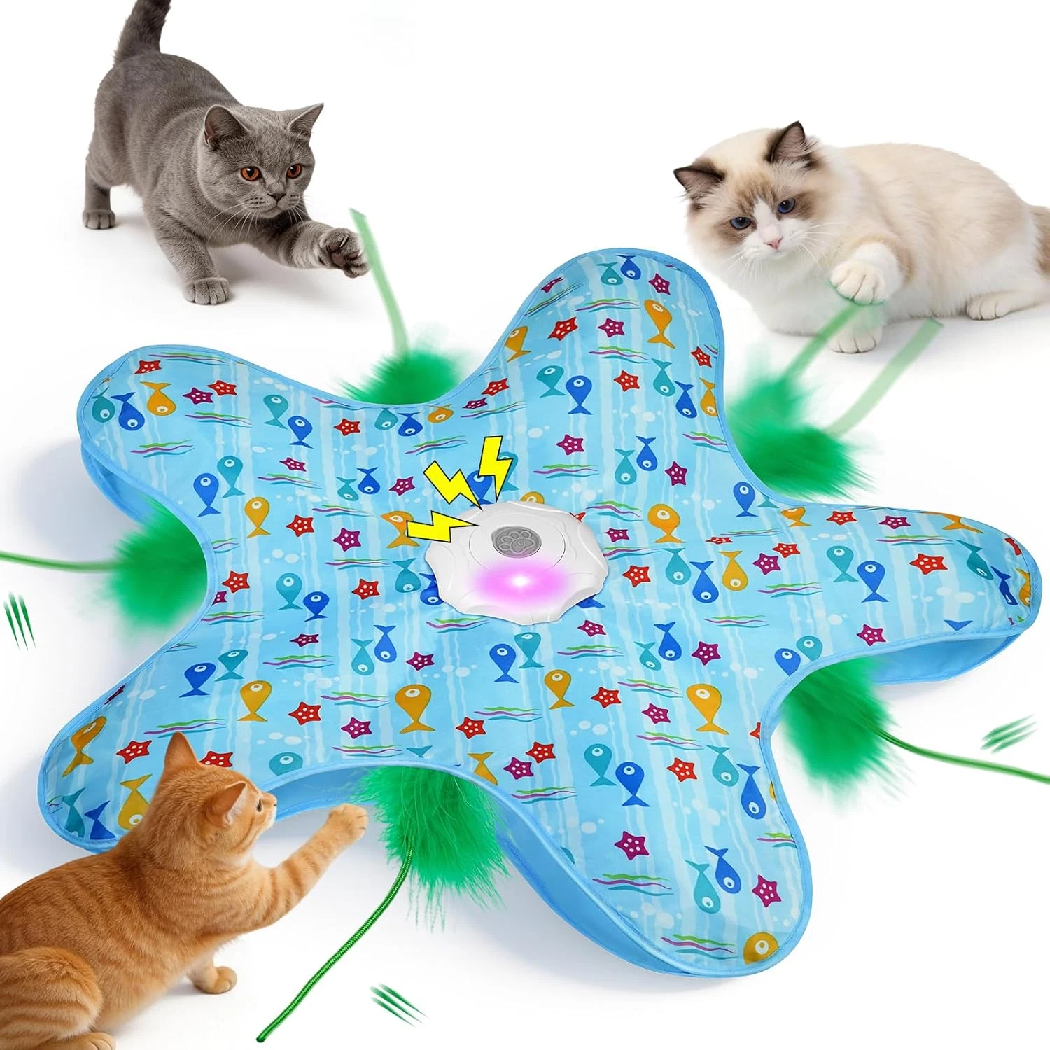 Interactive Cat Toy - Hide and Seek Automatic Cat Toy with Birdcall, Rechargeabl