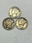 1928-P and Two 1935-P Mercury Dimes VF