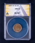 1863 Indian Head Cent 1c ANACS AU50 WB118