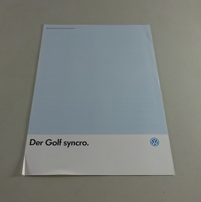 Volkswagen VW Golf II Syncro Brochure Equipment & Technical Data 07/1986