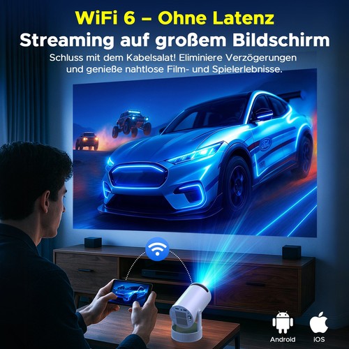 NEU Mini Tragbar Akku Beamer Projektor 4K UHD WiFi Bluetooth Android TV Heimkino - Bild 9 von 9