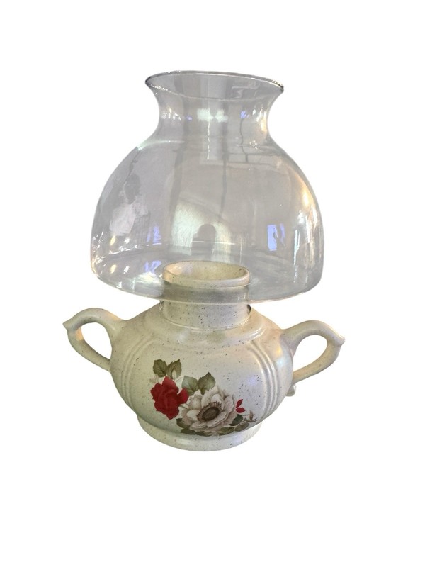 McCoy Vintage Red Rose & White Camellia Candle Lamp