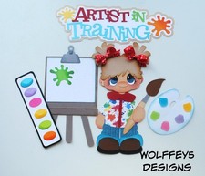ELITE4U GIRL ARTIST SCHOOL PAINTING paper piecing scrapbook diecut piece 3D page