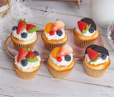 Skyseen 6PCS Artificial Cake Fake Simulation Realistic Cupcake Medium, A