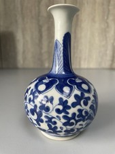 ANTICO VASO CINESE PORCELLANA BIANCA E BLU DINASTIA QING ALTO 12 CM