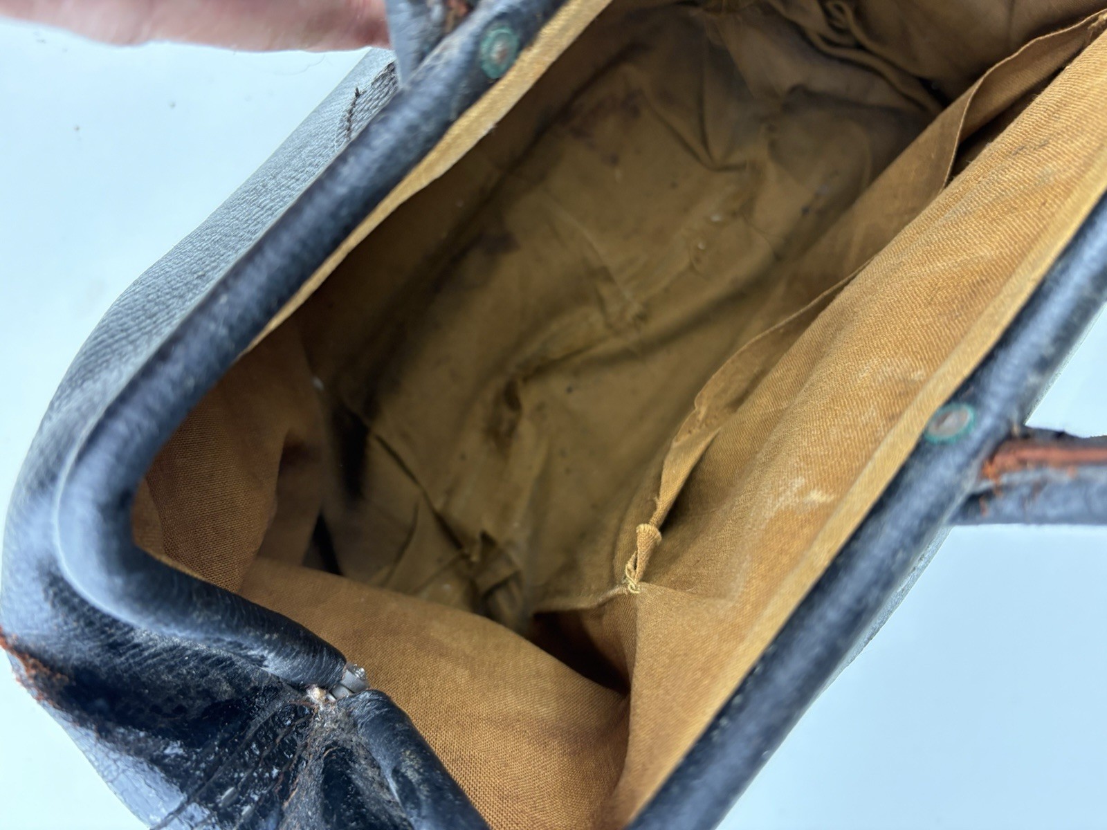 Vintage Antique Medical Doctor Bag Rare Pre 1900, Black Leather Buckle Strap