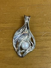 HG Hagit Gorali Sterling Silver Heart Chunky Pearl Vtg Pendant 925