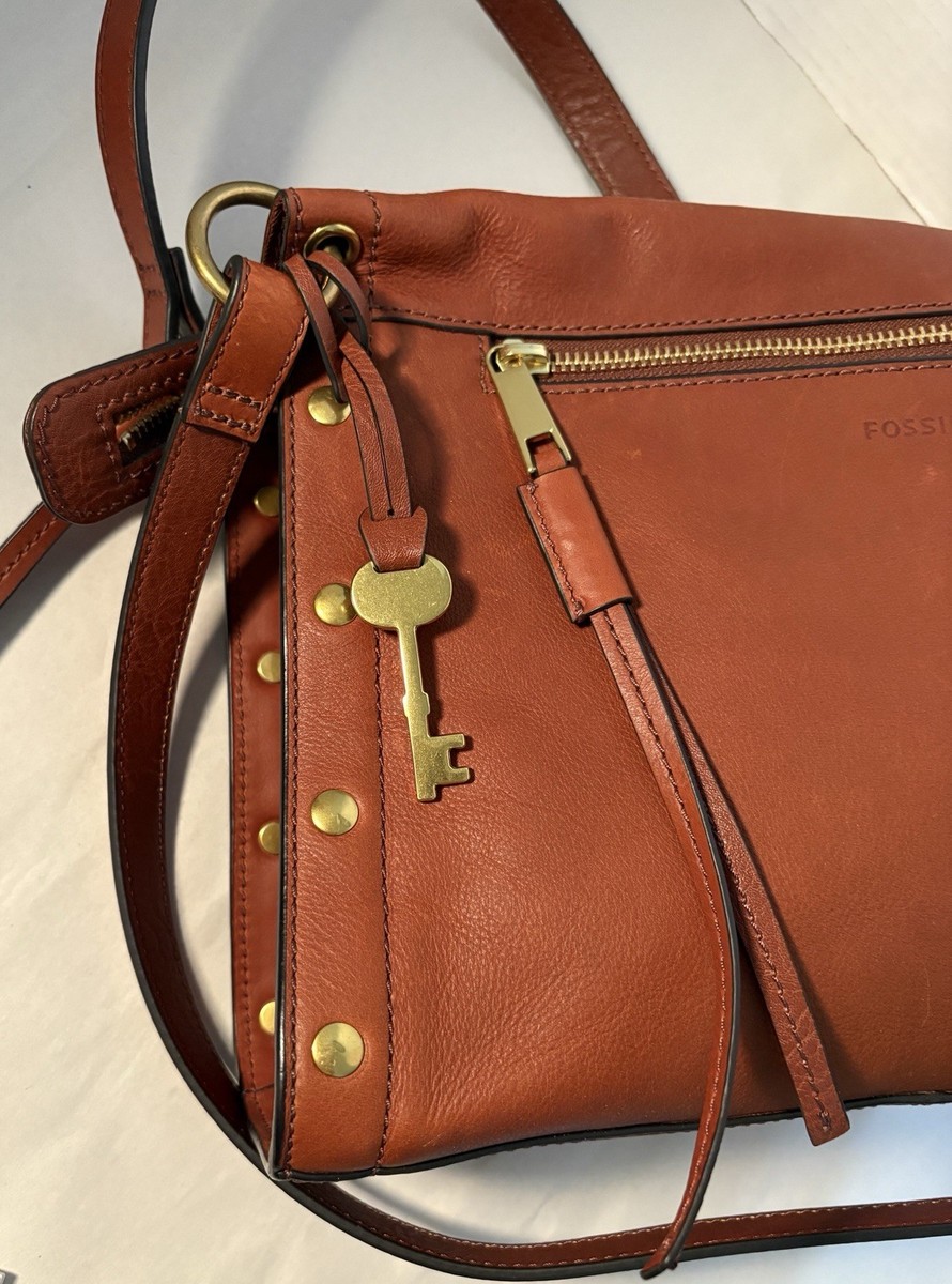 Fossil Allie ZB7896 Brandy Leather Satchel Shoulder Handbag