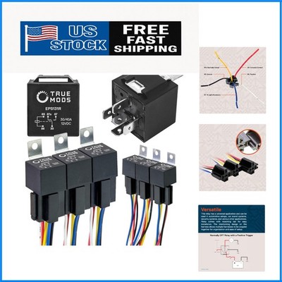 6 Pack BOSCH STYLE 5 PIN 12V Relay Kit ,12 Volt Automotive Relays for Auto Fan
