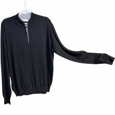 Peter millar crown soft merino wool silk blend black sweater XL quiet luxury men