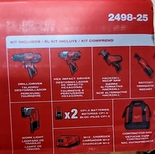 Milwaukee ‎2498-25 12V 5-Piece Cordless Combo Kit - Red