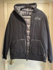 LAKERS BLACK 60 BY 40 COTTON  POLYESTER WAIST LINE FULL ZIP UP JACKET AS IS 