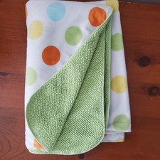 Carters Circle Dot Baby Blanket Green Sherpa blue orange yellow 30x38" lovey HTF