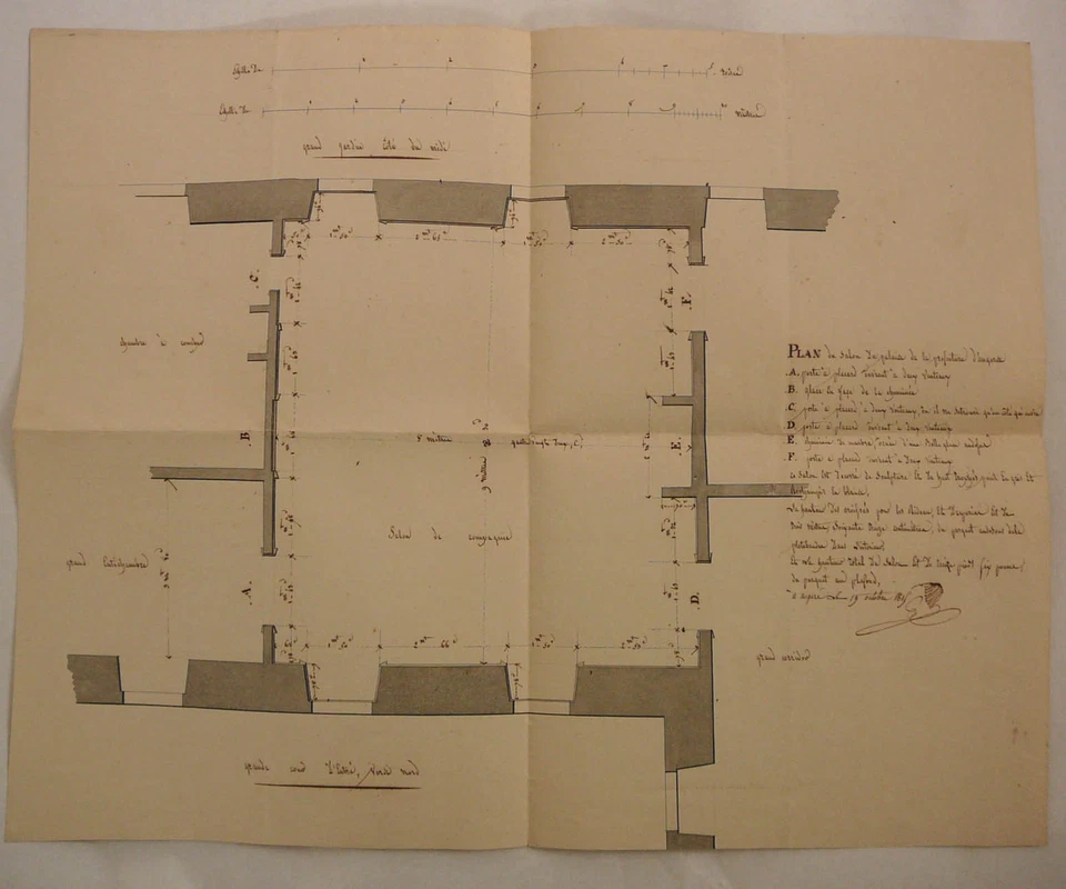 ANGERS. PLAN fait main du Salon du Palais de la Préfecture d. Angers. 1815. - Photo 1/1