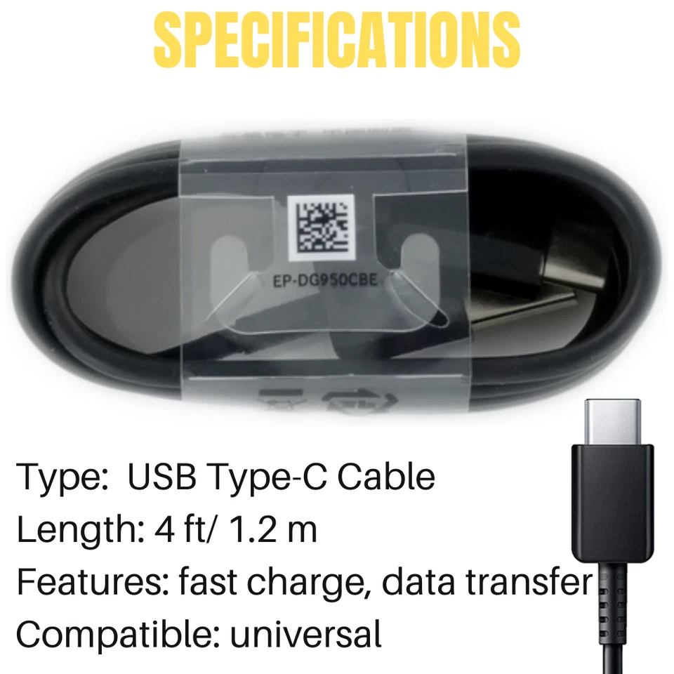 Type USB C 4ft For Samsung Galaxy S22 S21 S10 LG Fast Charger Charging Data Cord - Image 4 of 4